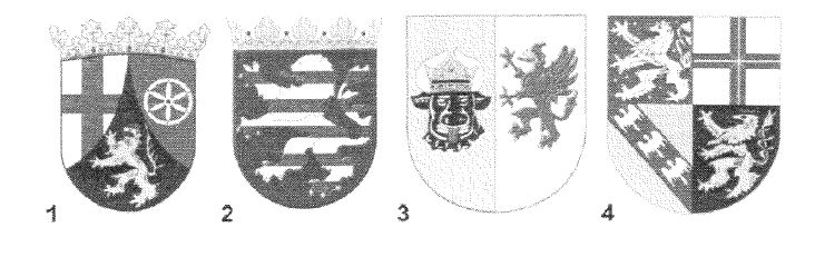 Abbildung zur Aufgabe 1. Welches Wappen gehört zum Bundesland Saarland?