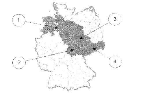 Abbildung zur Aufgabe 8. Welches Bundesland ist Thüringen?
